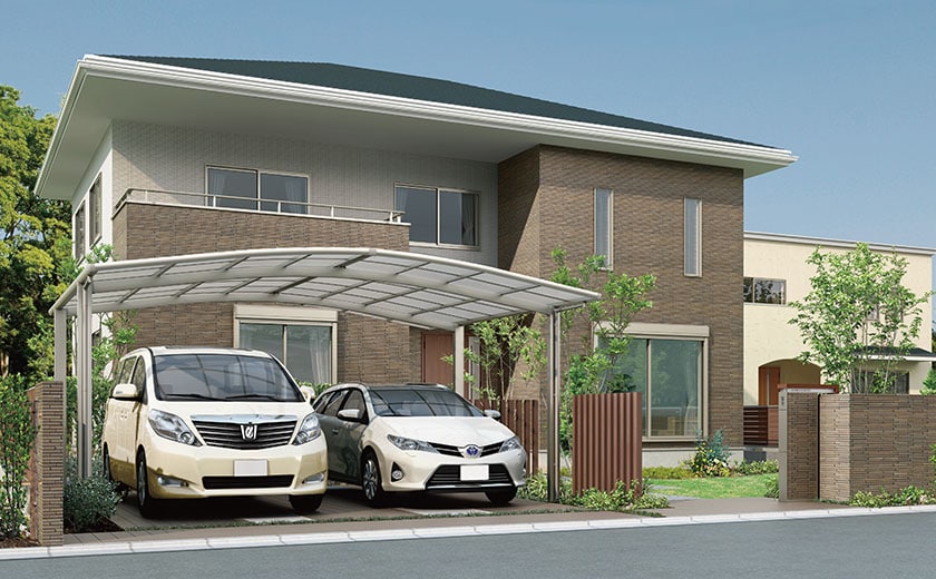 LIXIL フーゴR（アール屋根）2台用の外観イメージ