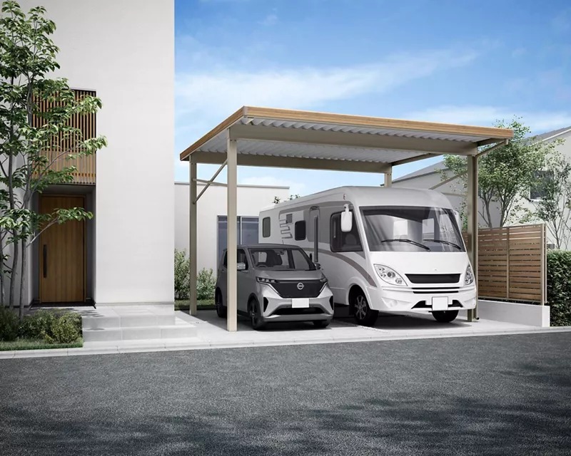 LIXIL カーポートST 2台用の施工イメージ