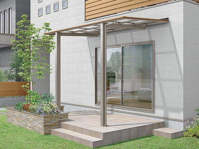LIXIL フーゴF テラスタイプ テラス屋根の施工イメージ(福岡)