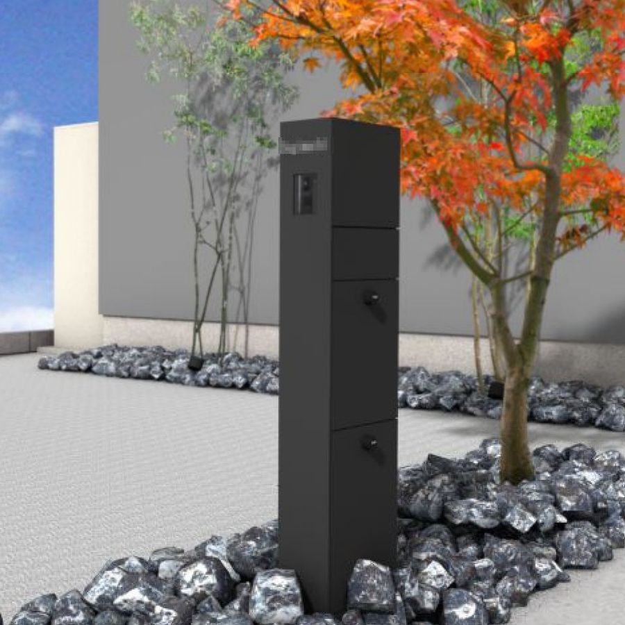 佐賀県三養基郡基山町 新築外構 3Dパース 機能門柱まわり
